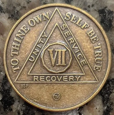 7 Year Seven Alcoholics Anonymous AA Bronze Medallion Coin Sobriety Chip. • $4.99
