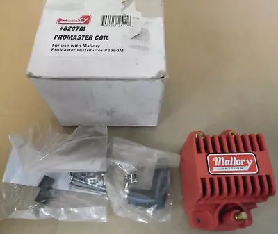Mallory/MSD 8207 Ignition Coil Rynite E-Core Windings 40000 Volt Red W/Hdw • $71.99
