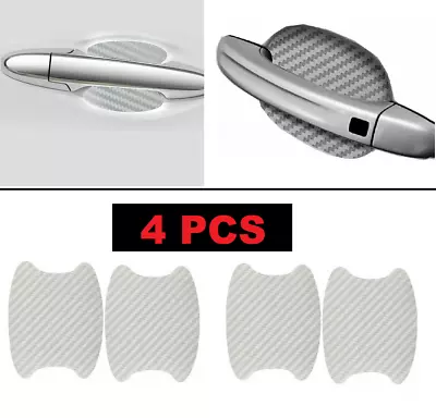 4PCs Set Silver Carbon Fiber Car Door Handle Protector Film Anti Scratch Sticker • $1.55