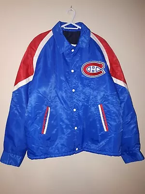 Montreal Canadians Blue & Red Snap Button Fall Jacket Mens Size Xl Excellent 😎 • $43.62