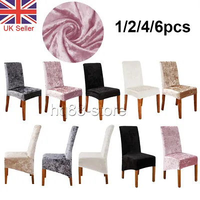 £6.37 • Buy Crushed Velvet Dining Chair Covers Stretchable Protective Slipcover Party Home