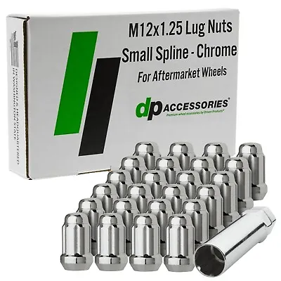 Chrome M12x1.25 Closed End Spline Lug Nuts For Aftermarket Wheels - Set Of 24 • $38