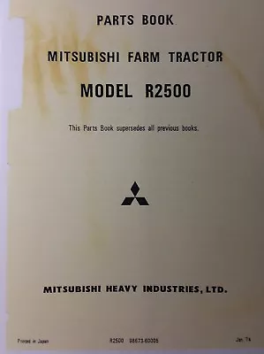 Mitsubishi Diesel 2-Cyl R2500 Farm Tractor Master Parts Catalog Manual Garden • $73.99