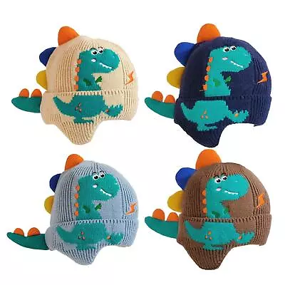 Dinosaur Ear Knitted Hat With Earflaps Windproof Warm Hat Skiing Hat Knit Hat • $18.83