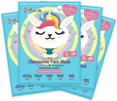 7th Heaven Llamacorn Sheet Face Masks Pack Of 4 – Skincare Set For Kids...  • £14.06