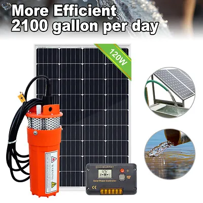 £199 • Buy 【10% OFF】120W Solar Panel With 12V Deep Well Water Pump For Home Irrigation Farm