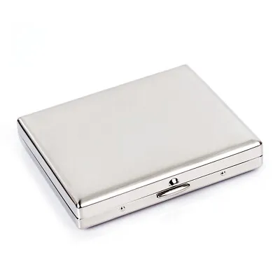 Brushed Stainless Steel Metal Cigarette Case Holder Holds 20 Cigarettes #KC1-01 • $10.99