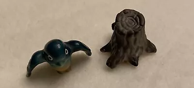 Hagen Renaker? Miniature Ceramic Gray Tree Stump And Spread Wing Bird • $14.90