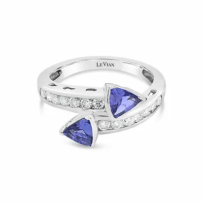 LeVian 14K White Gold Tanzanite Diamond 1.51 Cts Ring Size 7.5 • £1005.42