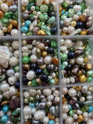 Job Lot Of 100 Pcs Freshwater Pearl And Shell Beads. Assorted Shapes All Shown • $12.44