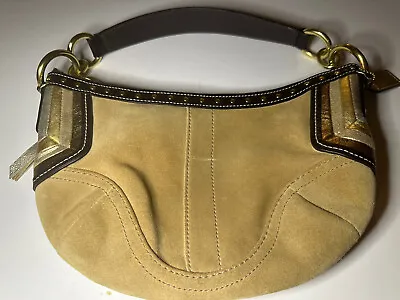 Coach Handbag Suede EUC Tan And Gold With Metallic Trim Limited ED • $1.99