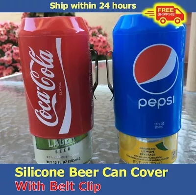 Silicone Beer Can Covers With Belt Clip Hide A Beer Coca-ColaPepsi 12oz • $8.80