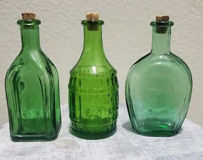 Wheaton Glass Miniature Green Glass Bottle Assortment Lot Of 3 • $19.99