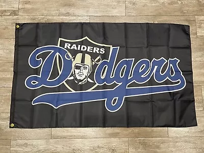 Las Vegas Oakland Raiders X Los Angeles Dodgers Flag - 3x5 Ft Champions MLB NFL • $19.88