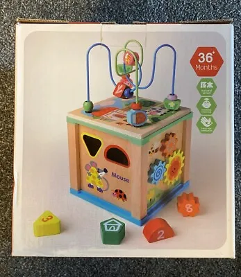 New Wooden Activity Cube Baby Toys Sensory 8-in-1 Educational Toy 12-36 Months+ • £13