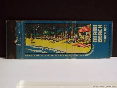 Vintage Miami Beach Maryland Chesapeake Bay Full Length Matchbook Cover Bowley's • $8.99