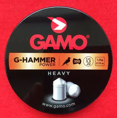 GAMO G-HAMMER POWER HEAVY .22 5.5mm Air Rifle / Pistol Pellets. Tin Of 200. • £7.95