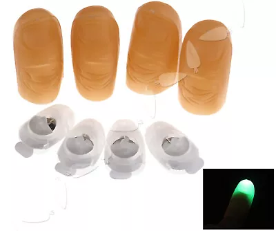 4 X Magic Light Up  Thumb Props Fingers LED Trick Finger Lights Green • £5.17