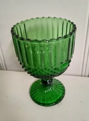 Vintage 1970’s Footed Pressed Glass Emerald Green Heavy Goblet/Chalice • $12.99