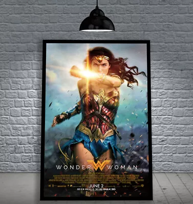 Wonder Woman 2017 Gal Gadot Dc Framed Movie Poster Print Cinema A1 & 60x40cm • $94.47