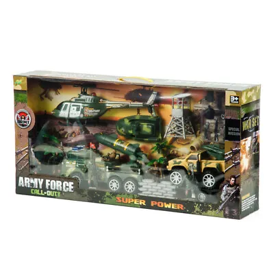 Army Force Soldier Military Truck Tank Model Helicopter Diecast Car Kid Toy Gift • $36.76