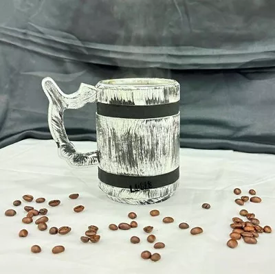 Handmade Wooden Barrel Beer Mug Black & White Color Cup Shaped Stainless Steel • $78