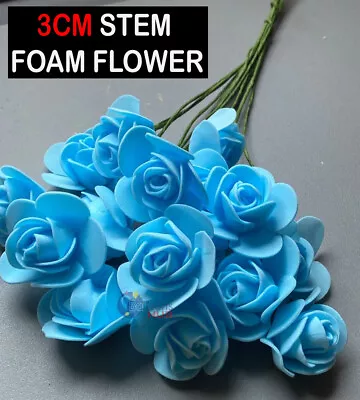 100pcs Artificial Flowers Foam Rose Fake Flower With Stem Wedding Party Bouquet • £2.49