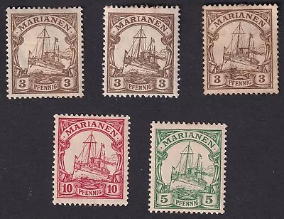 Germany / Colonies / Marianna Islands / 1901 Yacht Design Sg 13-15 Mint Hinged • $4