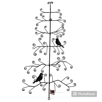Red Co. Christmas Tree Card Holder Wall Mounted Decorative Rack In Black Finish • $39.99