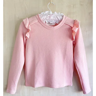 WONDER ROCKET Pink Frill Shoulder Top S Stretchy Harajuku Kawaii Japan Pastel • £6