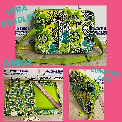 Vera Bradley Hard Shell Computer Zip Case Lime’s Up! 12”x9” CROSS Shoulder Strap • $34.50