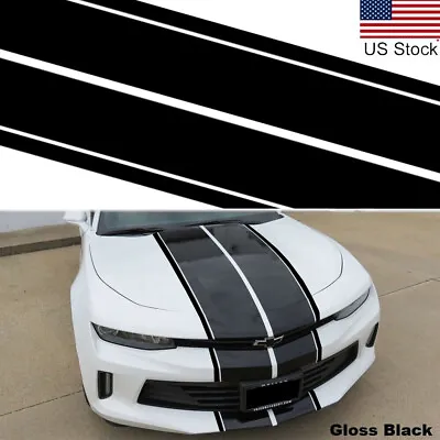 $26.99 • Buy 78 Inch Black Hood Roof Rally Racing Stripe Decal Vinyl Sticker For Chevy Camaro