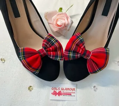 £3.99 • Buy Royal Stewart Bow Shoes Brooch Red Tartan Fabric Burns Night Dress Scottish Band