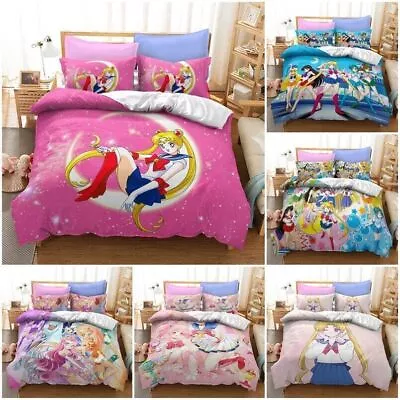 Sailor Moon Girls Doona Duvet Cover Bedding Set  Single Double Queen Gift • $32.88