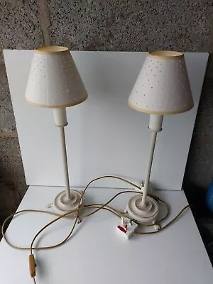A Pair Of Laura Ashley Cream Candlestick Type Distressed Shabby Chic Table Lamps • £40