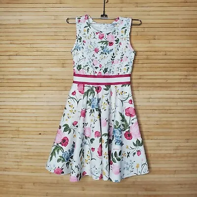 MONNALISA CHIC Signed ITALY Stampa Mix Bouquet Floral Girls Dress Sz 6 Boutique • $89.99