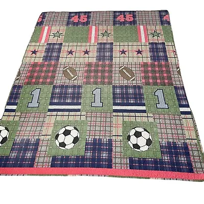 Full/Queen Vintage Sports Quilt Plaid Patchwork Cabin Cottage Country Farmhouse • $22