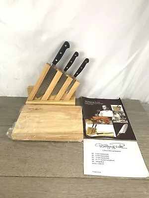 Wolfgang Puck 3-Piece Stainless Steel Knife Set With Knife Block & Cutting Board • $49.99