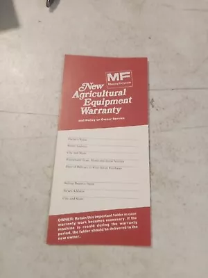Massey Ferguson New Agricultural Equipment Warranty Brochure  • $9.95