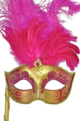 Mardi Gras Masquerade Colombina Vanity Fair Venetian Mask (Magenta) • $3.70