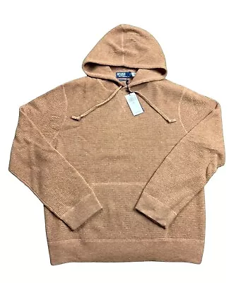 Polo By Ralph Lauren Washable Cashmere Ribbed Hoodie Mens XXL Brown Pullover NWT • $154