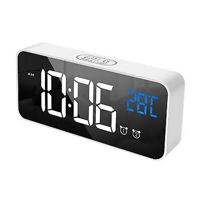 $22.95 • Buy GOMINIMO Digital Clock Mirrored Dual Alarm Adjustable Brightness White
