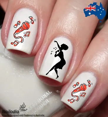 Queen Of Karaoke Nail Art Decal Sticker Water Transfer Slider - Music Theme • $5.49