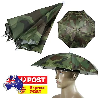 Foldable Umbrella Hat Outdoor Fishing Hiking Sun Shade Cap (Camouflage) • $8.49