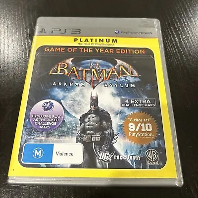 Batman: Arkham Asylum (Sony Playstation 3 2009) PAL Region 4 (Game Of The Year) • $7.95
