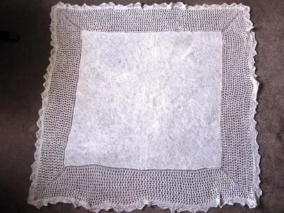 Hand Knitted Baby Shawl. Cream 2 Ply. 50 Inches Square. BEAUTIFUL • £10