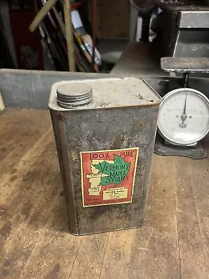 Old Benson VT Pure Vermont Maple Syrup Merrill Walker Paper Label Tin Metal Can • $59.99