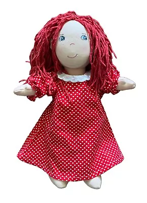 Haba Girl Doll Soft Plush 12” Red Chenille Hair Heart Dress Made In Germany • $21.99