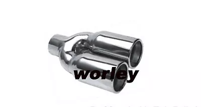 3  76mm Outlet Twin Round Straight Cut Resonated Exhaust Tip Tailpipe 58mm Inlet • $70