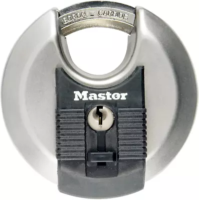 MASTER LOCK Heavy Duty Disc Padlock [Key] [Stainless Steel] [Outdoor] M40EURD - • £15.30